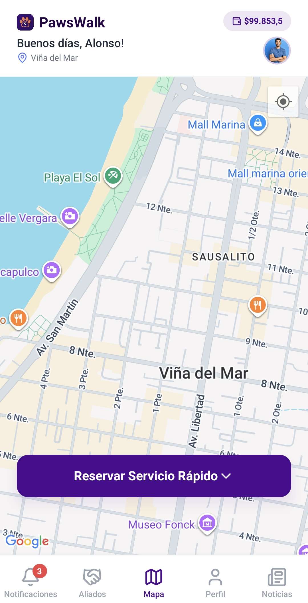 Tu billetera muestra el saldo de créditos disponible y tu historial de movimientos.